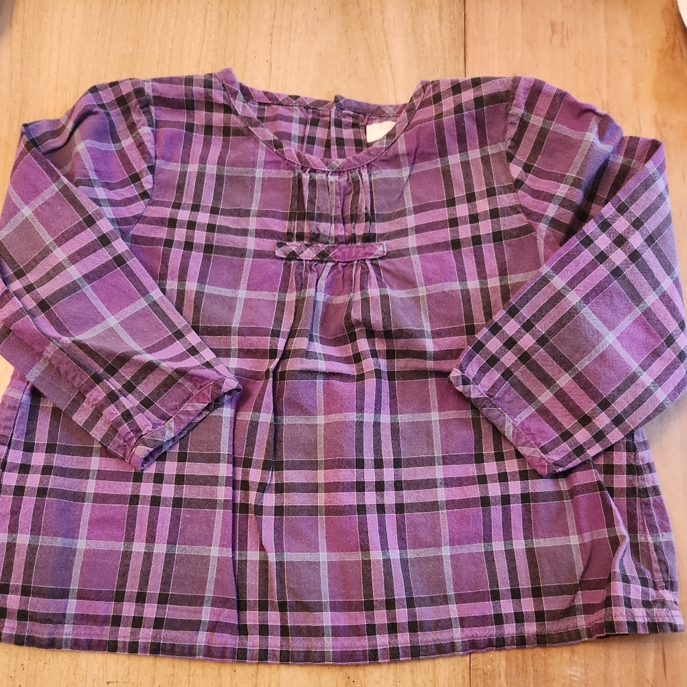 Burberry Purple plaid blouse 12m